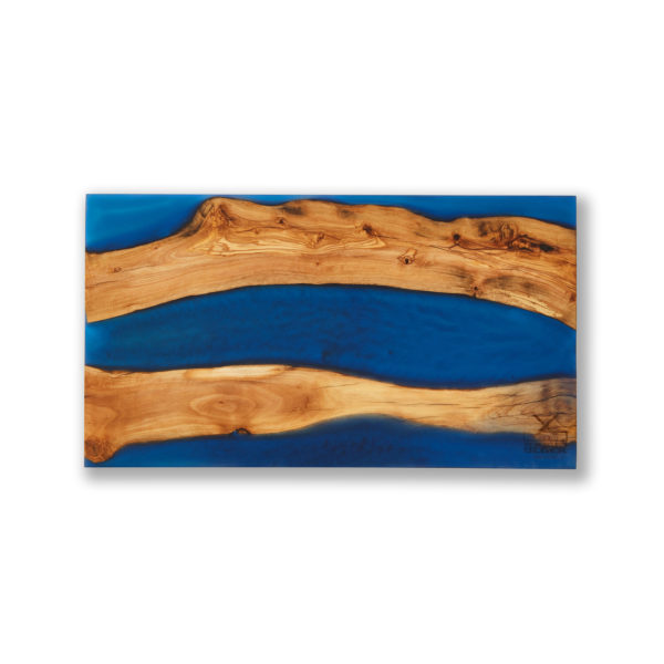 wood charcuterie resin board blue