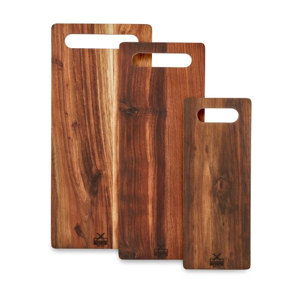 Handy Andy Board Set of 3 showcasing three different sized boards standing upright with handle cutouts.